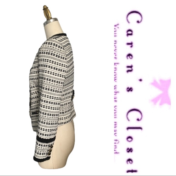 Juicy Couture Black & White Embroidered Cropped Bolero Blazer Jacket - Picture 2 of 8